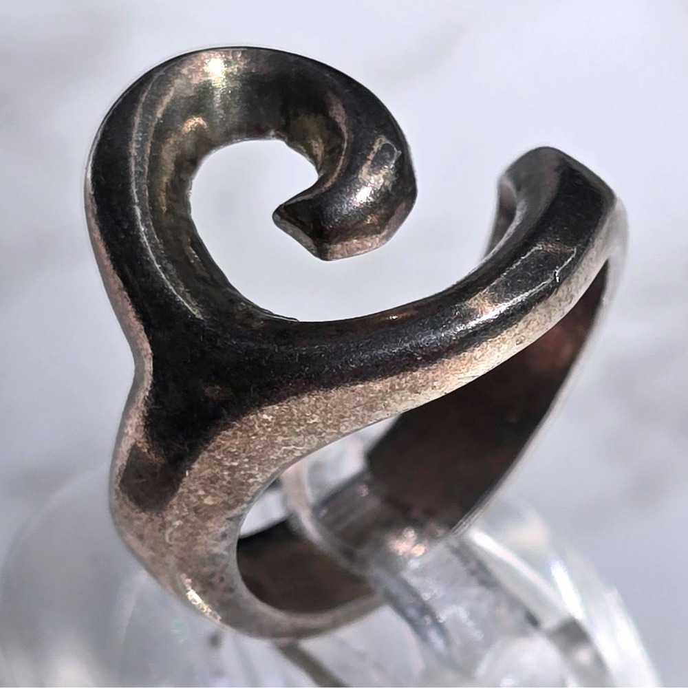 Vintage 925 Sterling Silver Modernist Spiral Swirl Statement Ring Size 6.25 7.9g